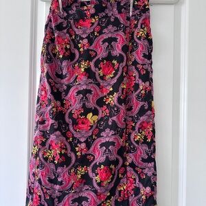 ModCloth Floral Black and Pink Skirt